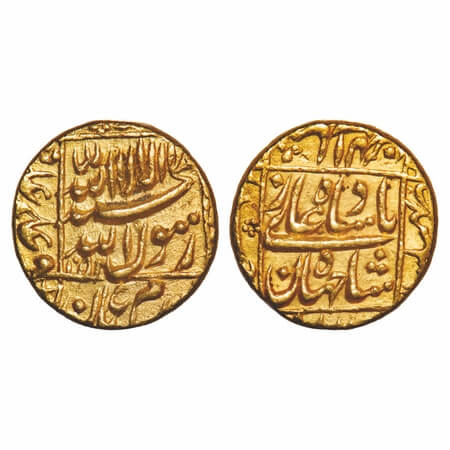 Shah Jahan I (AH 1037-1068/1628-1658 AD), Gold Mohur, 10.97g, Bhilsa Mint, AH 1052, Kalima