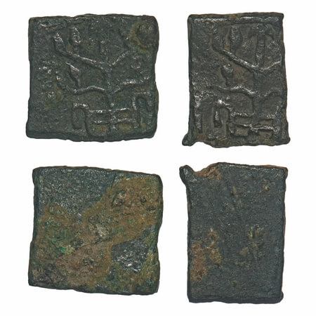 Post-Mauryan, Narmada Valley, Uninscribed type, Copper Unit (2 coins), 1.89g 11.61x12.18mm