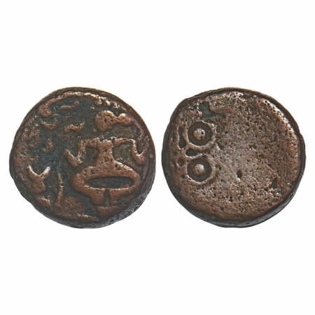 Post-Mauryan, Ujjaini region, Uninscribed type, Copper Unit, 4.18g, 13.48x13.77mm, Obv: Di