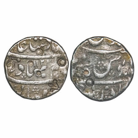 Shah Alam Bahadur (AH 1119-1124/1707-1712 AD), Silver Rupee, 11.47g, Bahadurgarh, flower s