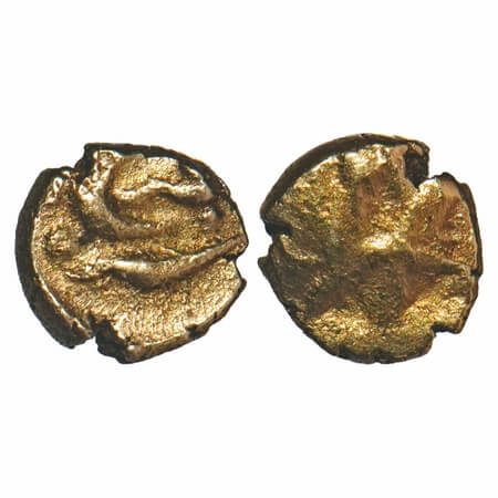 Farrukhsiyar (AH 1124-1131/1713-1719 AD), Gold fanam, 0.37g, Balapur Mint. KM 386.2. Very 