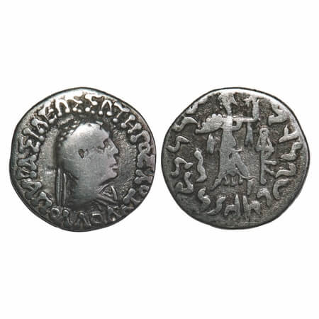 Indo Greek, Apollodotus II (c. 180-65 BC), Silver Drachm (Indian standard), 2.14g, 15.85x1