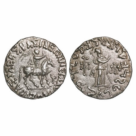 Indo-Scythians, Azes II (c. 35 – 12 BC), Silver Tetradrachm, 9.65g, 24.45x24.54mm, Obv: Ki