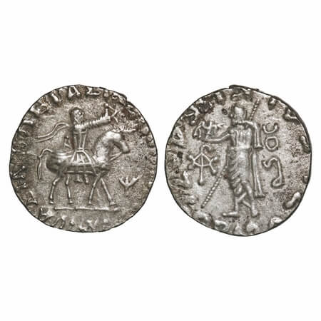 Indo-Scythians, Azes II (c. 35 – 12 BC), Silver Tetradrachm, 9.68g, 23.65x23.65mm, Obv: Ki