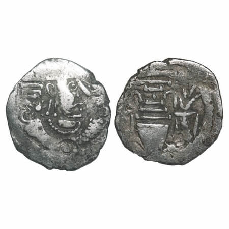 Indo-Sassanian, Anonymous issue, Rajasthan Region, Silver Drachma, 4. 3.99g, 21.45x19.96mm
