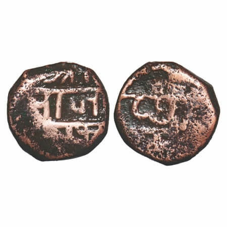 Maratha Confederacy, Copper 2/3 Paisa. 6.38g, Shambhu (Shambhaji Maharaj), (2/3 weight sta