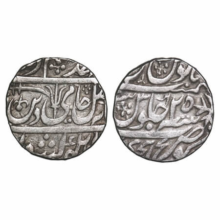 Maratha Confederacy, Silver Rupee, 11.08g, Kunch Hijri Mint, 25 RY, INO Shah Alam II, trid