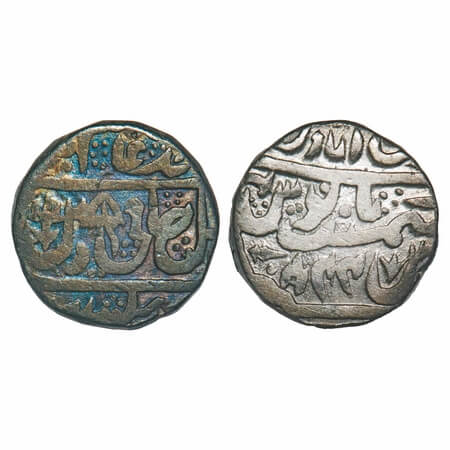 Maratha Confederacy, Silver Rupee, 10.41g, (Vrindavan), Muminabad Brindaban Mint, 44 RY, I