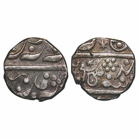 Maratha Confederacy, Silver ½ Rupee, 5.68g, (Sawantwadi) Wadi , 4x RY, INO Aurangzeb Alamg