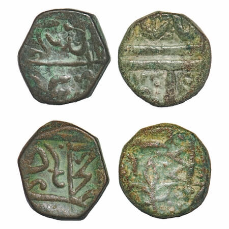 Nagpur Bhonsla Rajas, Copper Paisa (2 Coins), 14.10 & 15.25g, Raghuji II (AH 1186-1231/177