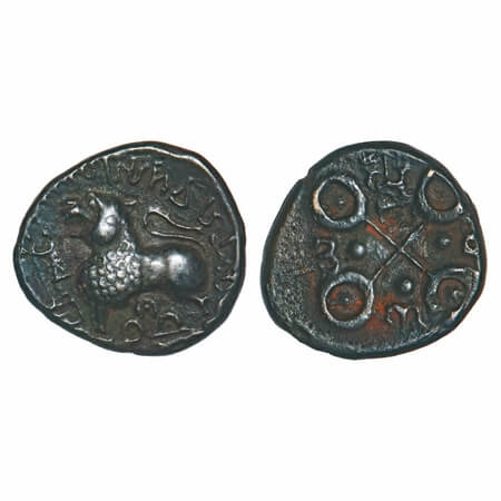 Satavahanas, Siri Satakani (c.51BC) with 'Siri Satavahana' legend, Junnar 'Lion' type, 3.8