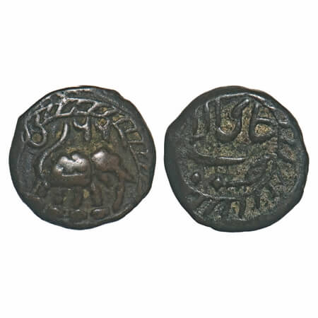 Mysore, Copper ¼ Paisa, 2.64g, Tipu Sultan (1787-1799 AD), Khaliqabad Mint, AM 1225 (Error