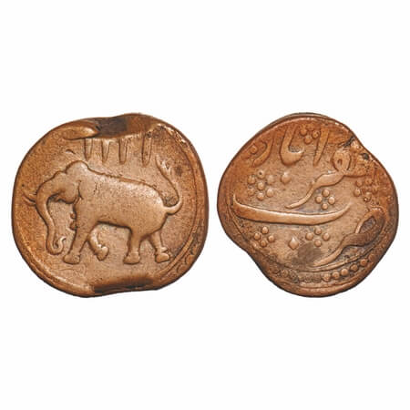 Mysore, Copper Paisa, 11.21g, Tipu Sultan, Zafarabad Mint, AM 1216 (Retrograde), date cut