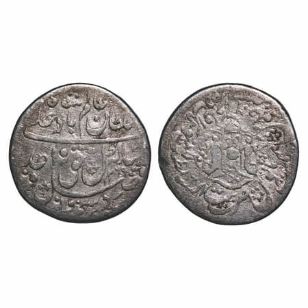 Awadh, Silver ¼ Rupee, 2.68g, Wajid Ali Shah, Bait-us-Sultanat Lakhnau Mulk Awadh Akhtarna