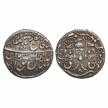 Awadh, Silver 1/8 Rupee, 1.38g, Wajid Ali Shah (AH 1263-1272, 1847-1856 AD), Mulk Awadh Ba