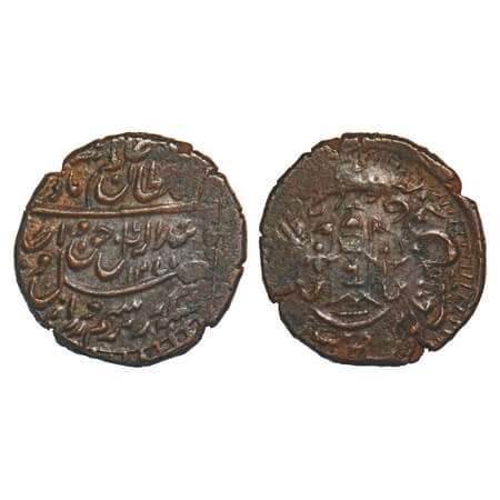 Awadh, Copper ¼ Falus/6 Gonda, 3.06g, Wajid Ali Shah (AH 1263-1272/1847-1856 AD), Bait us 