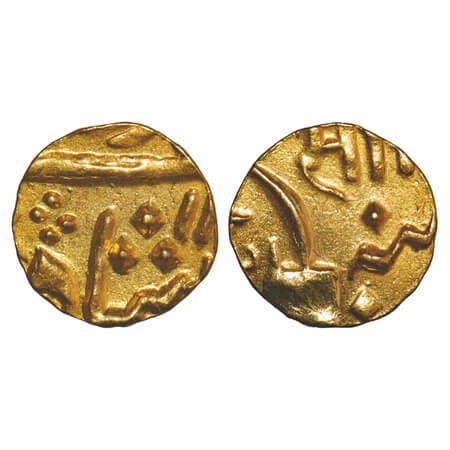 Baroda, Gold 1/5 Mohur, 1.95g Sayaji Rao II (AH 1235-1264 / 1819-1847 AD), INO Muhammad Ak