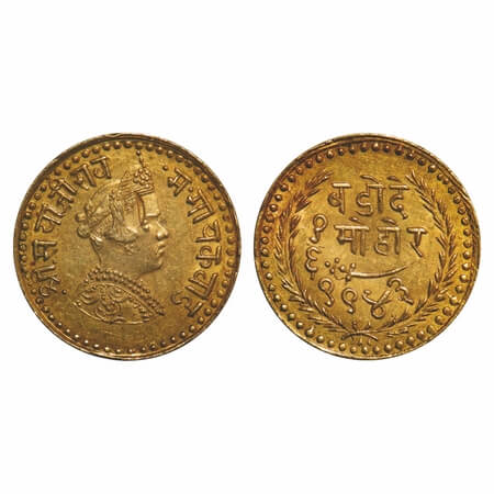 Baroda, Gold 1/6 th Mohur, 1.16g, Sayaji Rao III (VS 1932-1995, 1875-1938 AD), VS 1943, Ob