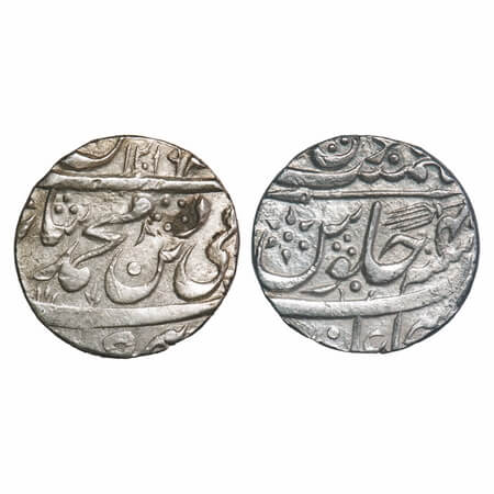 Bhopal, Silver Rupee, 11.20g, Shujalpur Mint, AH 1219/4(7) RY, INO Shah Alam II, Mace and