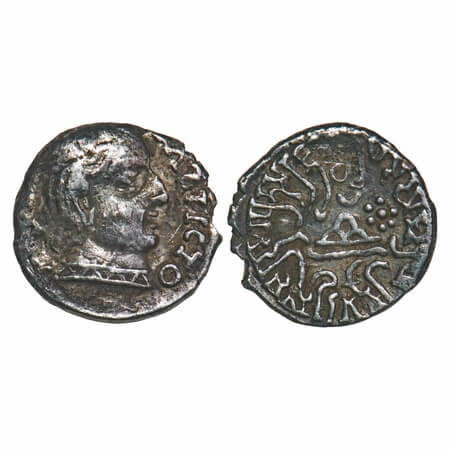 Western Kshatrapas, Damjadasri II s/o Rudrasena (c. 232-234 AD), Silver Drachma, 1.97g, 14