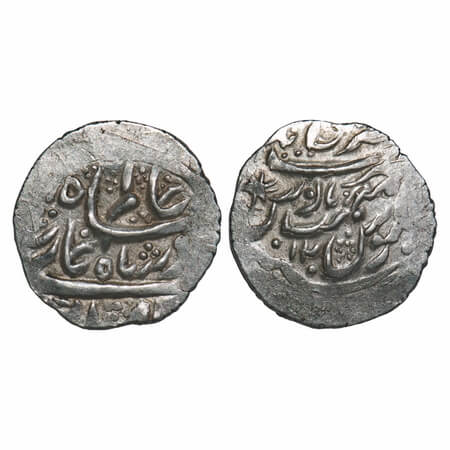 Garhwal, Silver Timasha, 2.38g, Pradip Shah (1717-1772 AD), Srinagar Mint, 12 RY, INO Shah
