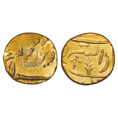 Gwalior, ½ Gold Mohur, 5.55g, Baijabai-Regent (AH 1243-1249/1827-1833 AD), Dar us Sarur Bu
