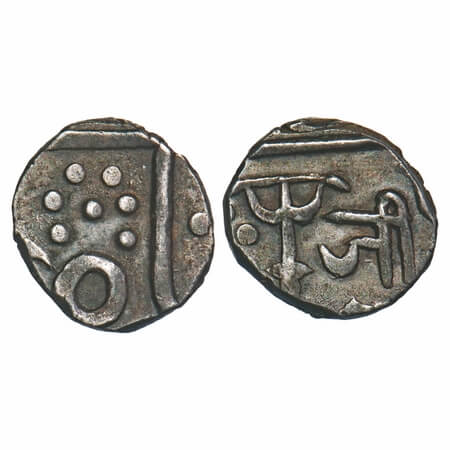 Gwalior, Silver ¼ Rupee, 2.73g, Jayaji Rao Sindhia (1843-1886 AD), Lashkar Nagari 'Ji', bo