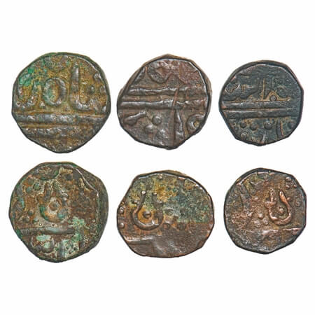 Indore, Copper ½ & 1/4 Anna (3 Coins), 16.17, 14.14, 9.18g, British Protectorate Issue, IN