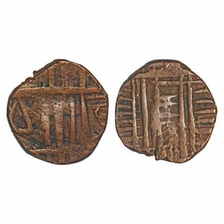 Jaisalmir, Copper Dodiya Paisa, 2.63g, no script/geometrical desings. KM Unlisted/J.Lingen