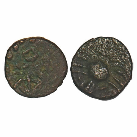 Gupta, Ramagupta (c. 378-381 AD), Vidisha region, Copper Unit, 0.28g, 7.26x7.50mm, Obv: Ga