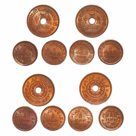 Kutch, Copper (6 Coins), Vijayrajji (AD 1942-1948/1998-2004 VS/1360-1367 AH), Trambiyo VS 