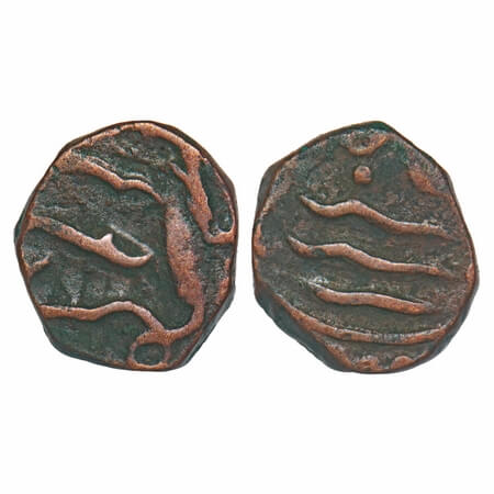 Mewar Feudatories-Salumba, Copper Paisa, 4.66g, Anonymous Issue, crude legend on both side