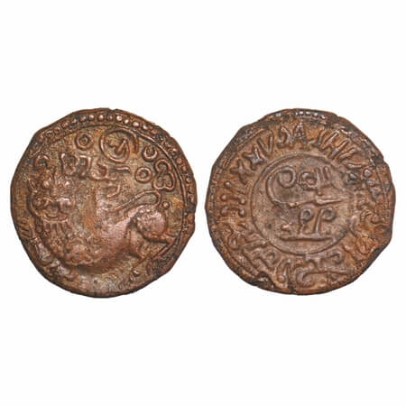 Mysore, Copper 25 Cash, 11.27g, Dewan Purnaiya (AH 1214-1225/1799-1810 AD), Obv: Sardula M
