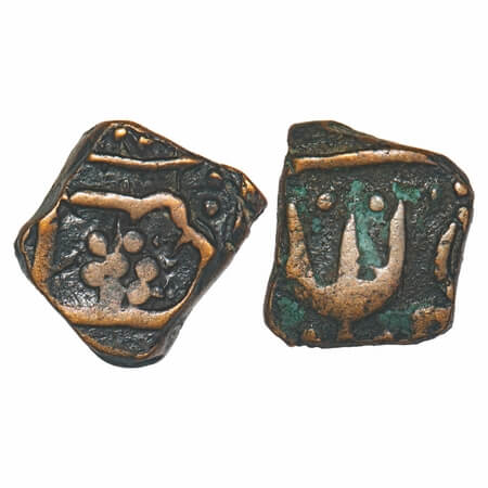 Narsinghgarh, Copper Paisa, 11.25g, British Protectorate issues, INO Shah Alam II, pellete