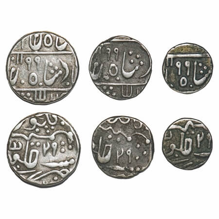 Partabgarh, Silver Rupee, ½ & ¼ Rupee, (3 Coins), British Protectorate issues of Sawant Si