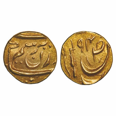 Patiala, Gold 1/3 Mohur, 3.70g, Yavindar Singh (1937-1948 AD), VS (19)94, INO Ahmad Shah D