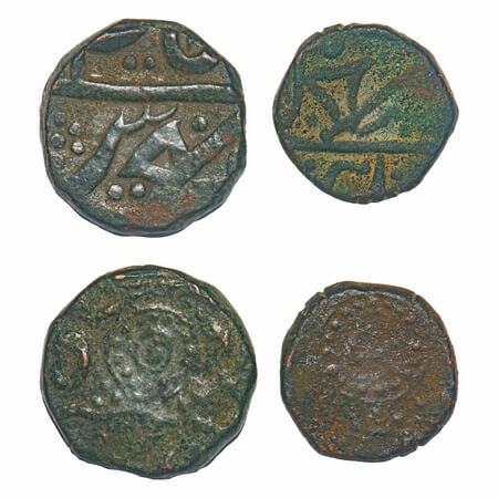 Ratlam, Copper Paisa & ½ Paisa (2 Coins), 12.38 & 6.41g, Anonymous hammered coinage, Raij 