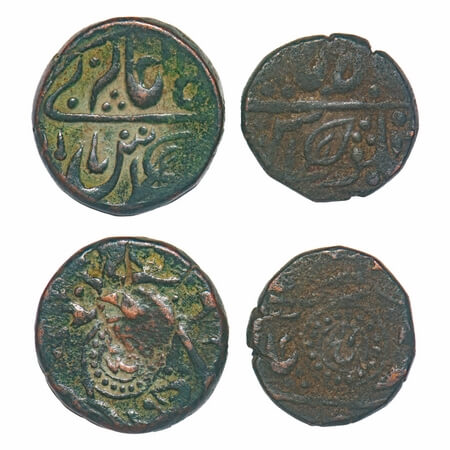 Ratlam, Copper Paisa & ½ Paisa (2 Coins), 13.94 & 8.66g, Anonymous hammered coinage, Raij