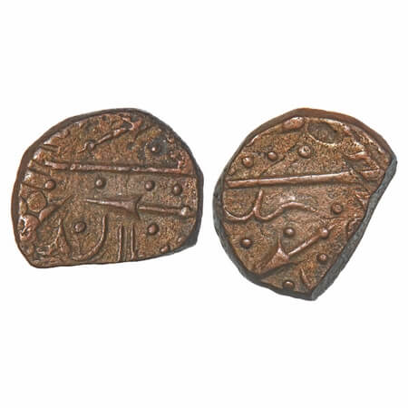 Sunth, Copper Paisa, 8.18g, Parmar Rulers, Rampur Mint, Obv: 2 Spear, Rev: Spear. Sameer P