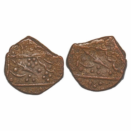 Sunth, Copper Paisa, 8.83g, Parmar Rulers, Rampur Mint, Obv: Spear, Rev: Spear. Sameer Pan