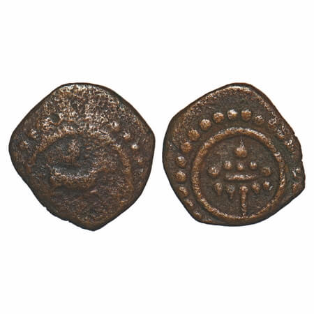 Travancore, Copper Thirai Cash (special Issue), Rani Gouri Lakshmi Bayi (ME 986-990/1810-1