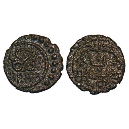 Travancore State, Copper Kasu, 0.55g, Rani Parvathi Bai (ME 990-1004/1815-1829 AD), Obv: F