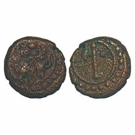 Travancore, Copper Thirai Cash, 0.75g, Obv: Elephant to right, Rev: Axe. Fine, Very Scarce