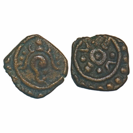 Travancore, Copper Thira Cash, 0.84g, Obv: conch to left. B.Sarasan 369 type. Very Fine+, 
