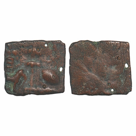 Sangam Age, Ancient Pandyas, Copper Unit, 3.08g, 18.44x20.72mm, Obv: Horse standing facing