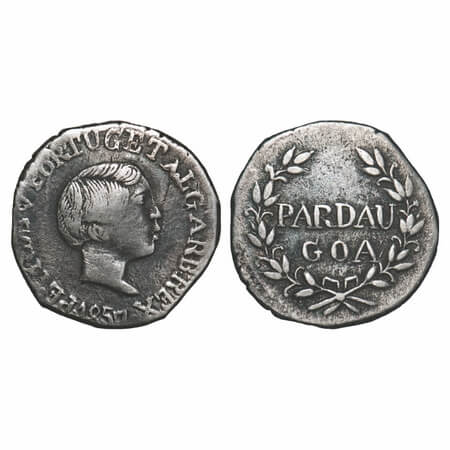Indo Portuguese, Silver Pardao (300 Reis), 5.26g, D. Pedro V (1853-1861 AD), Goa issue, 18
