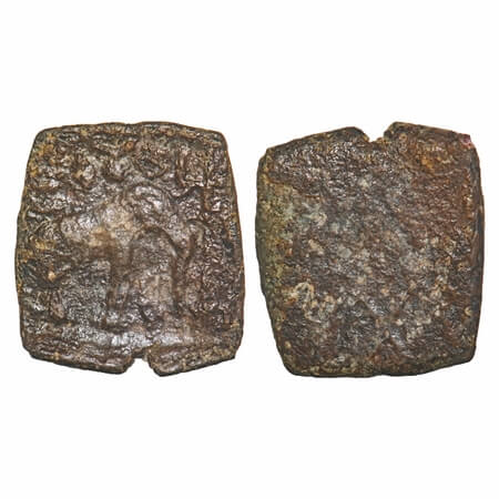 Sangam Age, Ancient Chera, Copper Unit, 4.27g, 22.78x20.83mm, Obv: Elephant standing facin