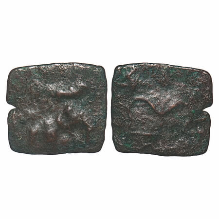 Sangam Age, Ancient Chera Copper Unit, 1.74g, 17.58x19.39mm, Obv: Elephant walking to righ