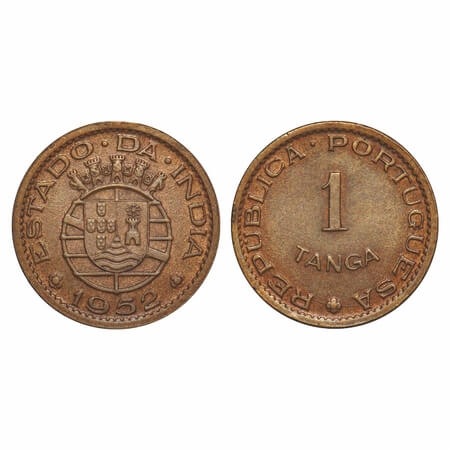 Indo Portuguese, Bronze 1 Tangas, 3.95g, Republic (1910-1961 AD), 1952. A.Gomes (page 605)