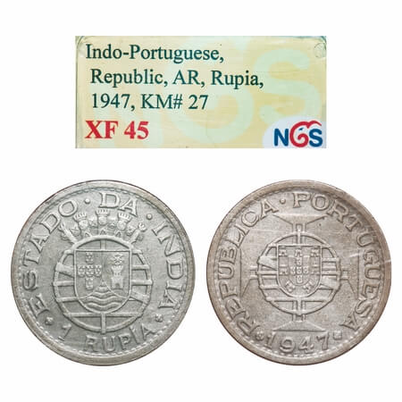 Indo Portuguese, Half Silver, Rupia, Republic, 1947. A.Gomes (page 605) 11.01 / KM 27. NGS